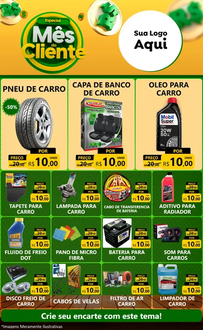 Modelo de Encarte para Encarte Grande com o tema Especial Mês do Cliente para Auto peças