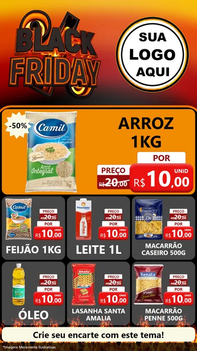 Modelo de Rede Social para Stories com o tema Black Friday para Supermercado