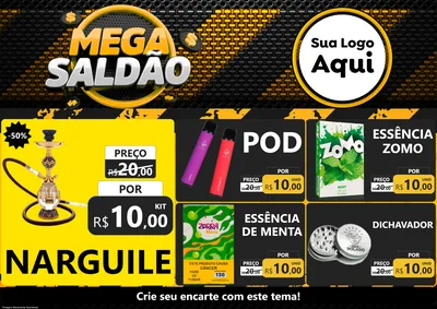 Modelo de Encarte para Encarte A4 Horizontal com o tema Mega Saldão para Tabacaria
