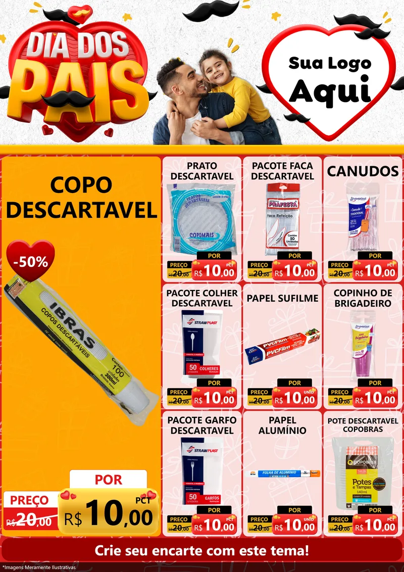 Modelo de Encarte para Encarte A4 Vertical com o tema Dia dos Pais para Embalagens