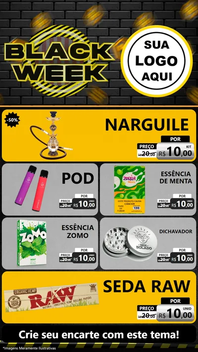 Modelo de TV para TV Vertical com o tema Black Week para Tabacaria