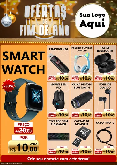 Modelo de Encarte para Encarte A4 Vertical com o tema Ofertas de Fim de Ano para Informática