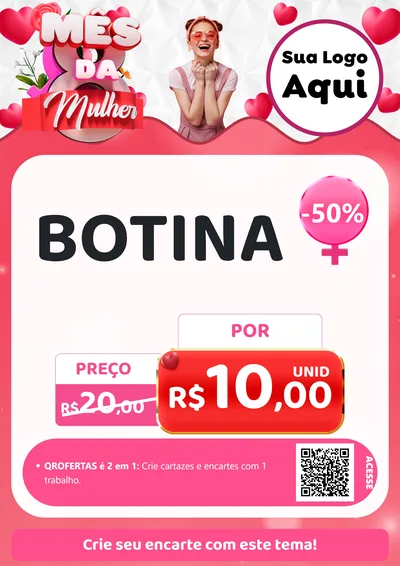 Modelo de Cartaz para Cartaz A4 Vertical com o tema Mês da Mulher para Agropecuária