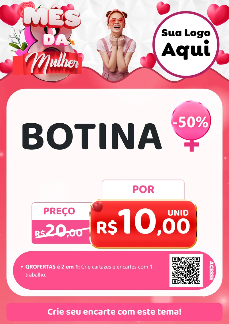 Modelo de Cartaz para Cartaz A4 Vertical com o tema Mês da Mulher para Agropecuária