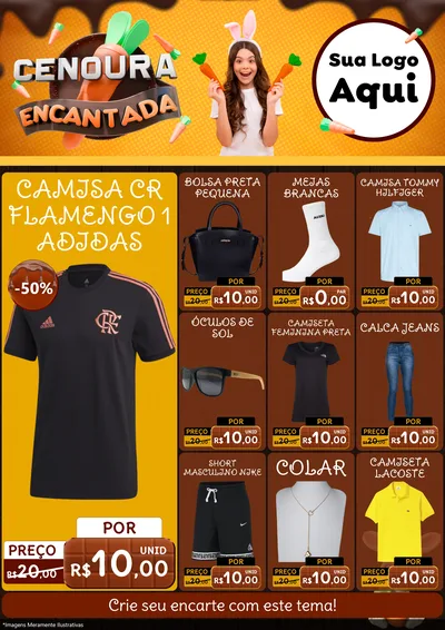 Modelo de Encarte para Encarte A4 Vertical com o tema Cenoura Encantada - Páscoa para Roupas e acessórios