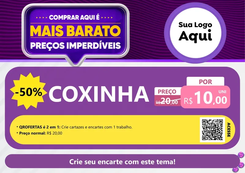 Modelo de Cartaz para Cartaz A4 Horizontal com o tema Mais Barato para Salgadaria