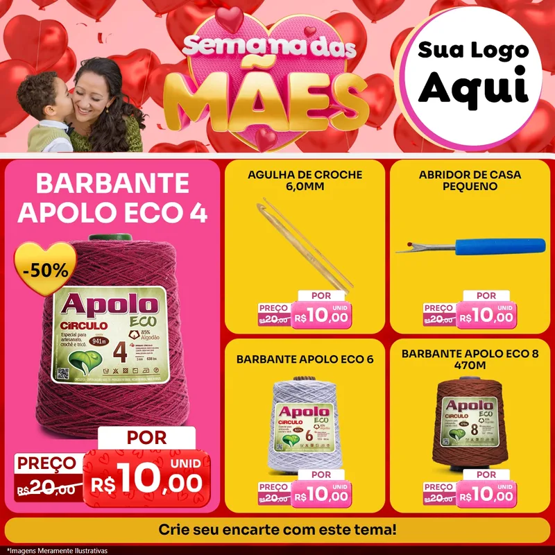 Modelo de Rede Social para Feed Facebook com o tema Semana Das Mães para Armarinho e Aviamentos