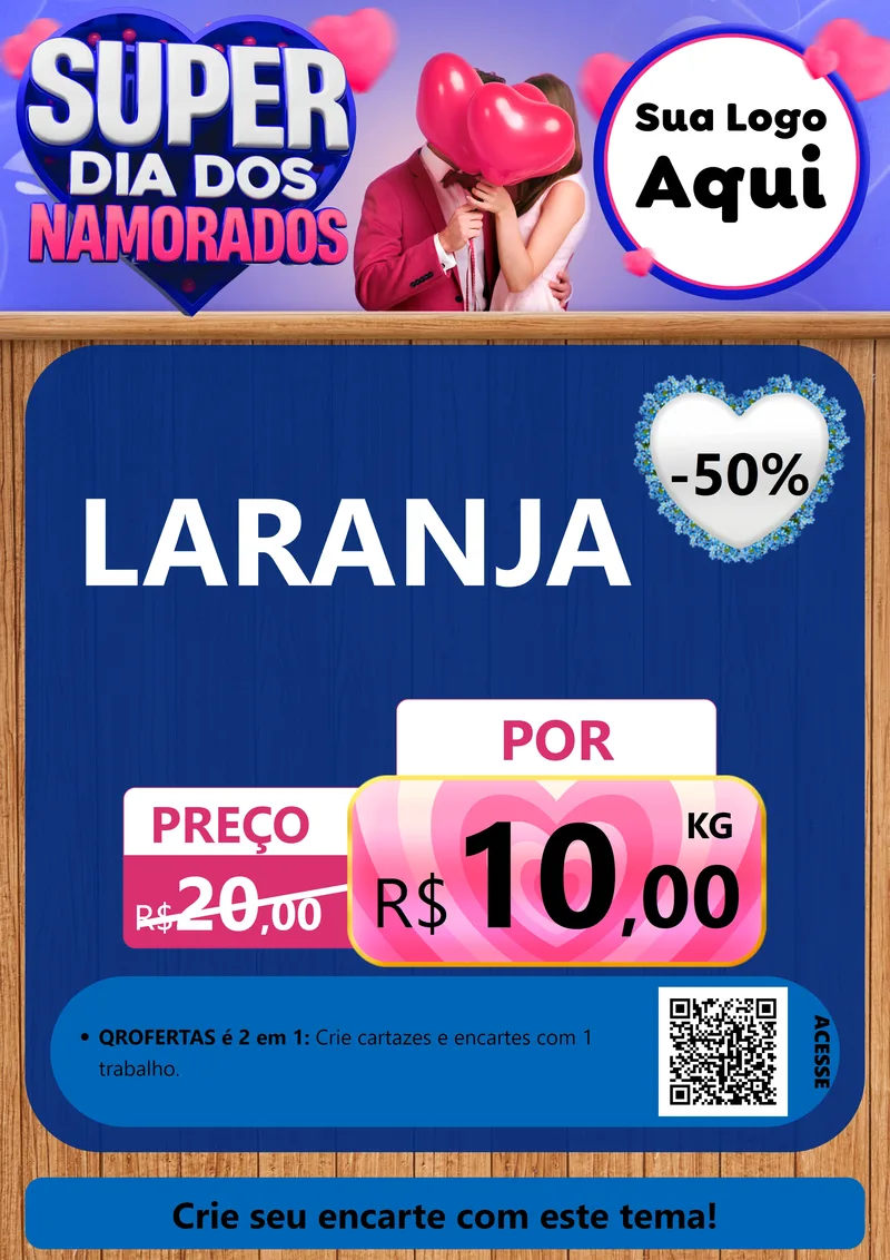 Modelo de Cartaz para Cartaz A4 Vertical com o tema Super Dia dos Namorados para Hortifrúti