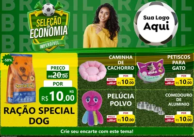Modelo de Encarte para Encarte A4 Horizontal com o tema Seleção de Economia - Copa para Pet Shop