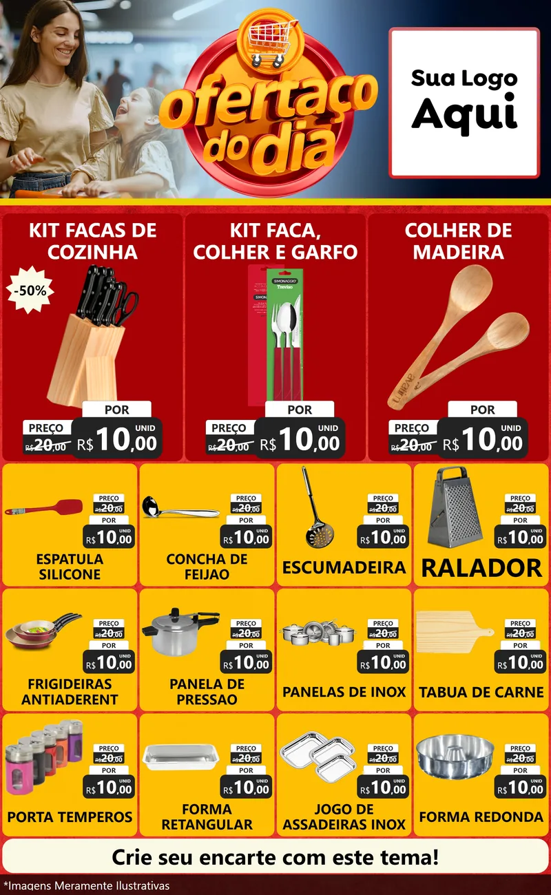 Modelo de Encarte para Encarte Grande com o tema Ofertaço Do Dia para Utilidades Domésticas