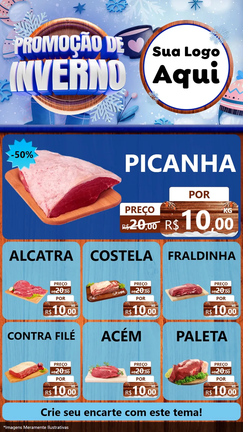 Modelo de Rede Social para Stories com o tema Promoção de Inverno para Açougue