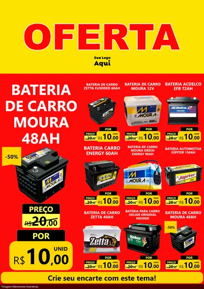 Modelo de Encarte para Encarte A4 Vertical com o tema OFERTA - Vermelho Cartaz para Baterias Elétricas