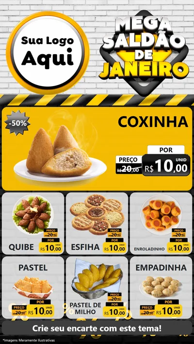 Modelo de Rede Social para Stories com o tema Mega Saldão de Janeiro para Salgadaria