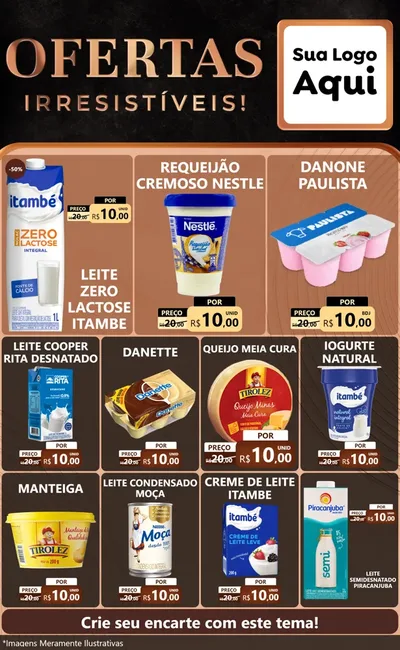 Modelo de Encarte para Encarte Grande com o tema Ofertas Irresistíveis! para Frios e Laticínios