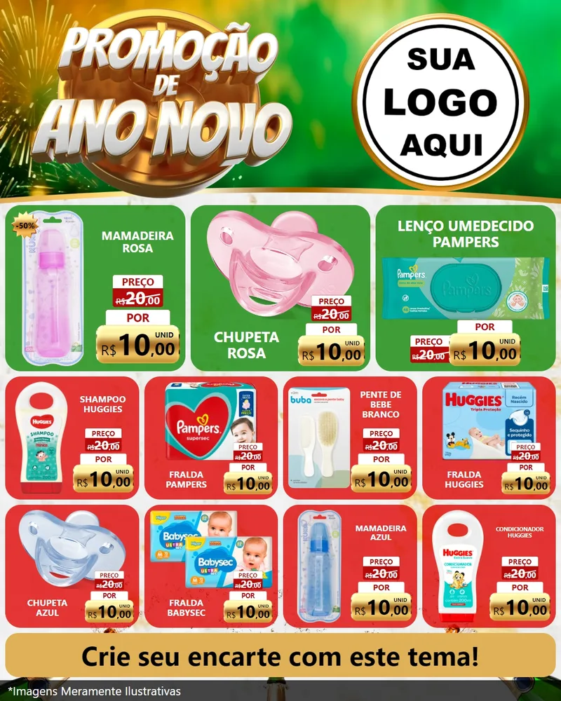 Modelo de Rede Social para Feed Instagram com o tema Promoção de Ano Novo para Bebês