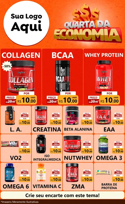 Modelo de Encarte para Encarte Grande com o tema Quarta da Economia para Suplementos alimentares