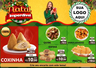 Modelo de Encarte para Encarte A4 Horizontal com o tema Natal Imperdível para Salgadaria
