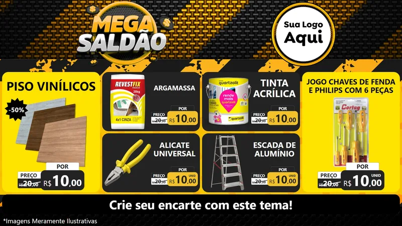 Modelo de TV para TV Horizontal com o tema Mega Saldão para Material para Construção