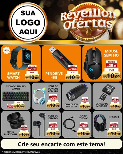 Modelo de Rede Social para Feed Instagram com o tema Réveillon de Ofertas para Informática