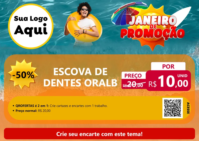 Modelo de Cartaz para Cartaz A4 Horizontal com o tema Janeiro de Promoção para Higiene Pessoal