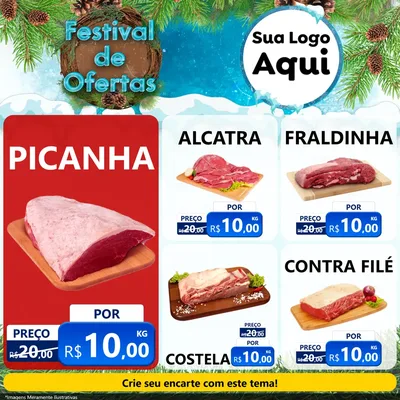 Modelo de Rede Social para Feed Facebook com o tema Festival de Ofertas - Inverno para Açougue