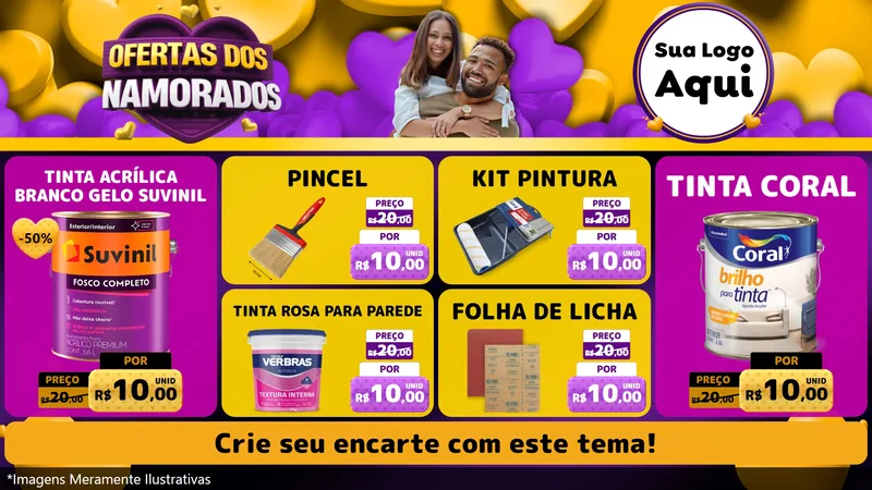 Modelo de TV para TV Horizontal com o tema Oferta Dos Namorados para Tintas e Ferramentas