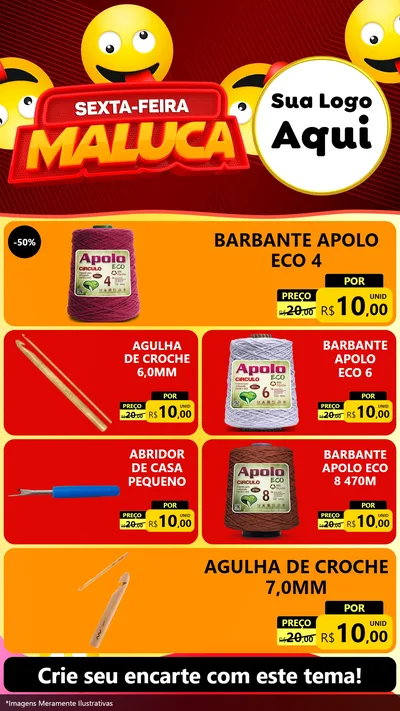 Modelo de TV para TV Vertical com o tema Sexta-feira Maluca para Armarinho e Aviamentos