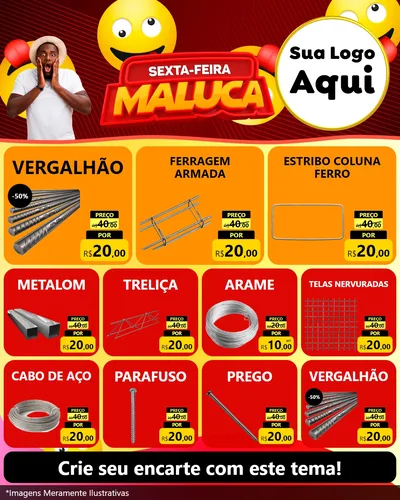 Modelo de Rede Social para Feed Instagram com o tema Sexta-feira Maluca para Ferragens