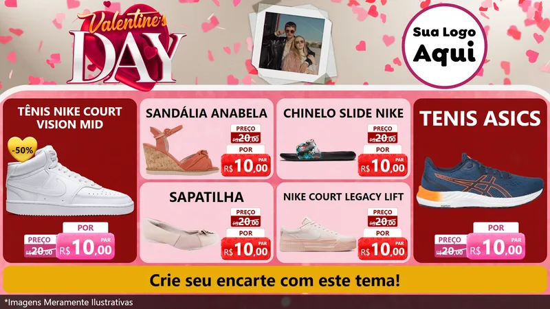 Modelo de TV para TV Horizontal com o tema Valentine's Day para Calçados