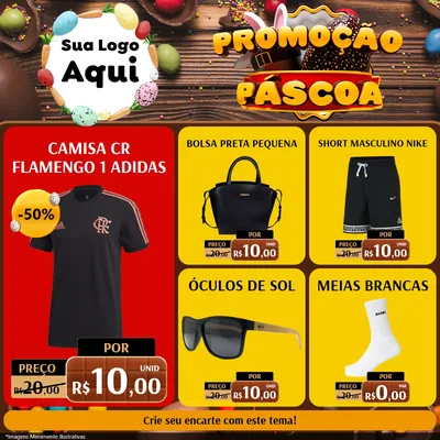 Modelo de Rede Social para Feed Facebook com o tema Promoção Páscoa para Roupas e acessórios
