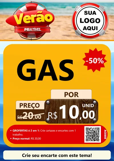 Modelo de Cartaz para Cartaz A4 Vertical com o tema Verão Imbatível para Água e gás