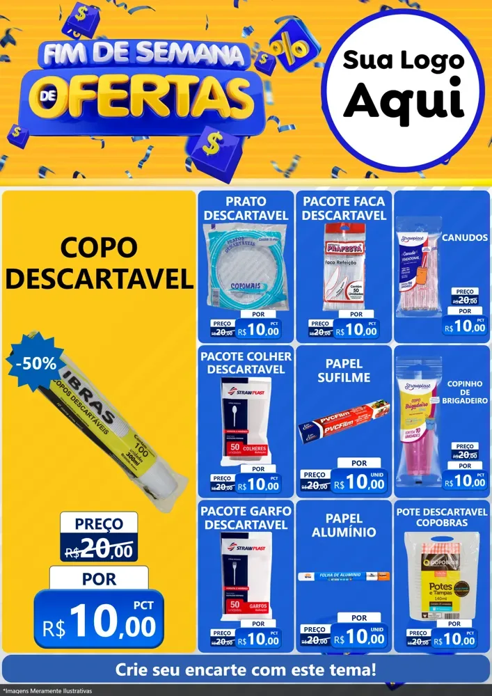 Modelo de Encarte para Encarte A4 Vertical com o tema Fim de Semana de Ofertas para Embalagens