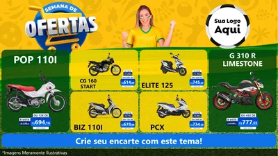 Modelo de TV para TV Horizontal com o tema Semana de Ofertas - Copa para Concessionaria de Motos