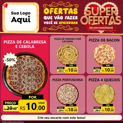 Modelo de Rede Social para Feed Facebook com o tema Dia dos Namorados para Pizzaria