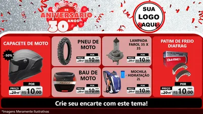 Modelo de TV para TV Horizontal com o tema Promoção de Aniversário - 30 Anos para Moto peças
