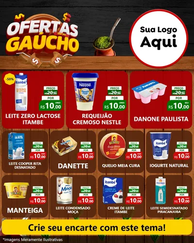 Modelo de Rede Social para Feed Instagram com o tema Ofertas Dia do Gaúcho para Frios e Laticínios