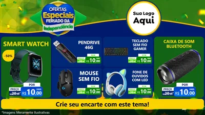 Modelo de TV para TV Horizontal com o tema Ofertas Especiais Feriado da Independência para Informática