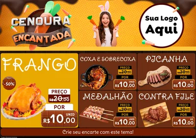 Modelo de Encarte para Encarte A4 Horizontal com o tema Cenoura Encantada - Páscoa para Assados