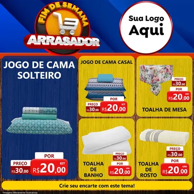 Modelo de Rede Social para Feed Facebook com o tema Fim De Semana Arrasador para Cama, Mesa e Banho