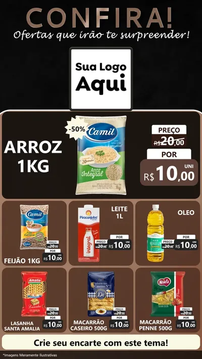 Modelo de Rede Social para Stories com o tema Confira! Ofertas que irão te surpreender! para Supermercado