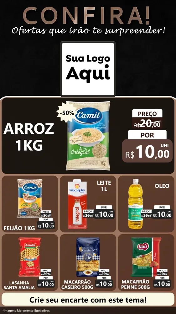 Modelo de Rede Social para Stories com o tema Confira! Ofertas que irão te surpreender! para Supermercado
