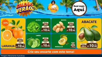 Modelo de TV para TV Horizontal com o tema Saldão de Verão para Hortifrúti