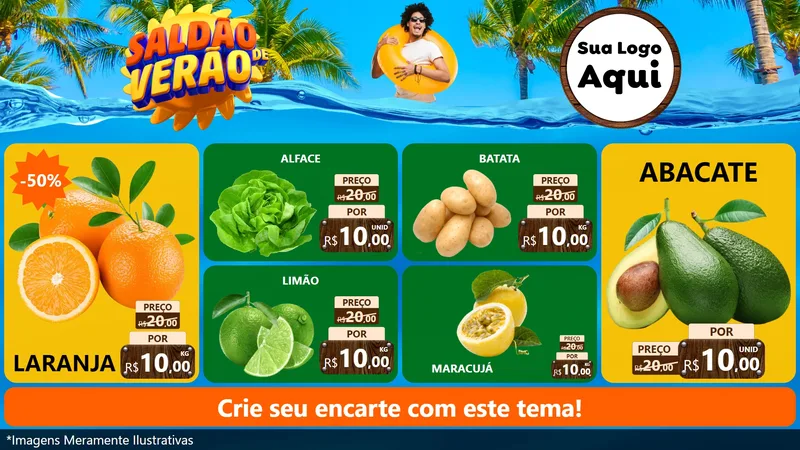 Modelo de TV para TV Horizontal com o tema Saldão de Verão para Hortifrúti