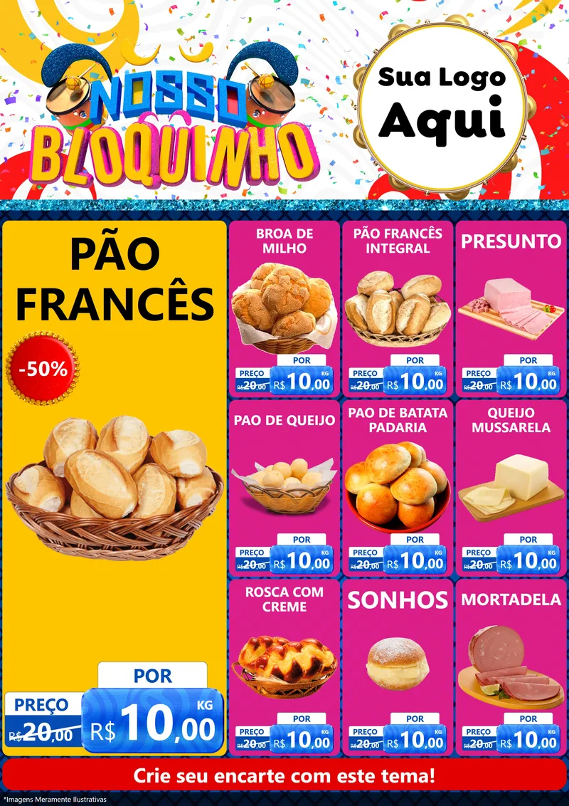 Modelo de Encarte para Encarte A4 Vertical com o tema Nosso Bloquinho para Padaria
