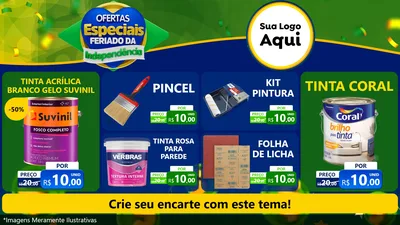 Modelo de TV para TV Horizontal com o tema Ofertas Especiais Feriado da Independência para Tintas e Ferramentas