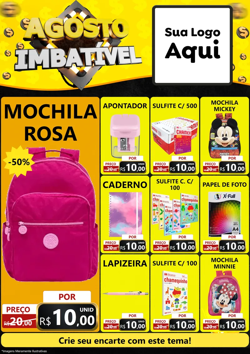 Modelo de Encarte para Encarte A4 Vertical com o tema Agosto Imbatível para Papelaria