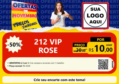 Modelo de Cartaz para Cartaz A4 Horizontal com o tema Ofertas de Novembro - Preços Incríveis para Perfumes