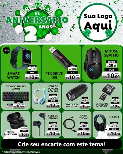Modelo de Rede Social para Feed Instagram com o tema Promoção de Aniversário - 2 Anos para Informática