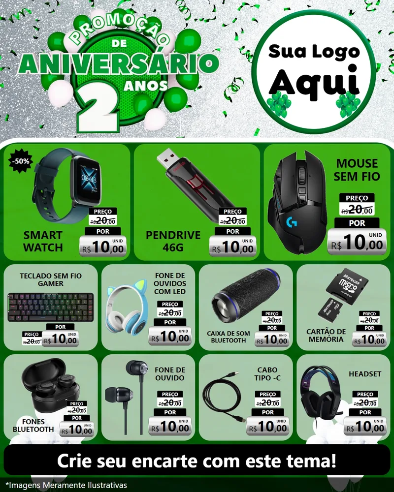 Modelo de Rede Social para Feed Instagram com o tema Promoção de Aniversário - 2 Anos para Informática