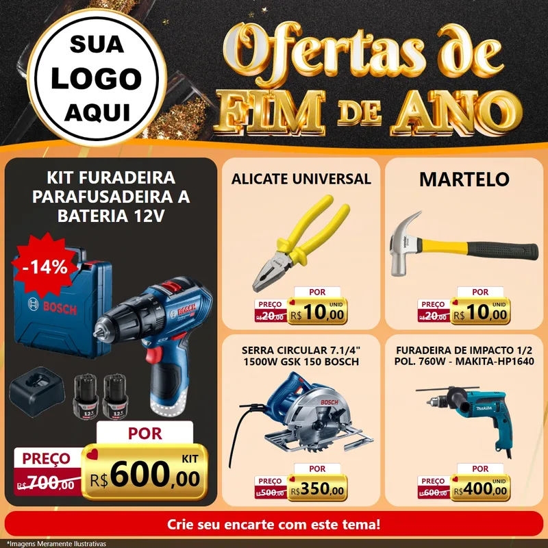 Modelo de Rede Social para Feed Facebook com o tema Ofertas de Fim de Ano para Maquinas e Ferramentas